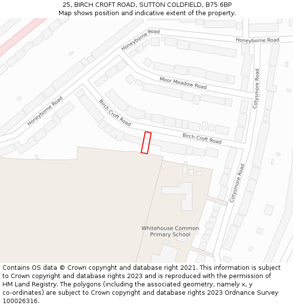 25, BIRCH CROFT ROAD, SUTTON COLDFIELD, B75 6BP: Location map and indicative extent of plot