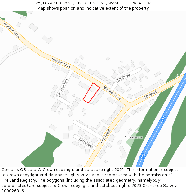 25, BLACKER LANE, CRIGGLESTONE, WAKEFIELD, WF4 3EW: Location map and indicative extent of plot