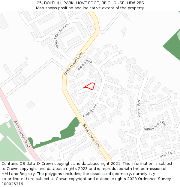 25, BOLEHILL PARK, HOVE EDGE, BRIGHOUSE, HD6 2RS: Location map and indicative extent of plot