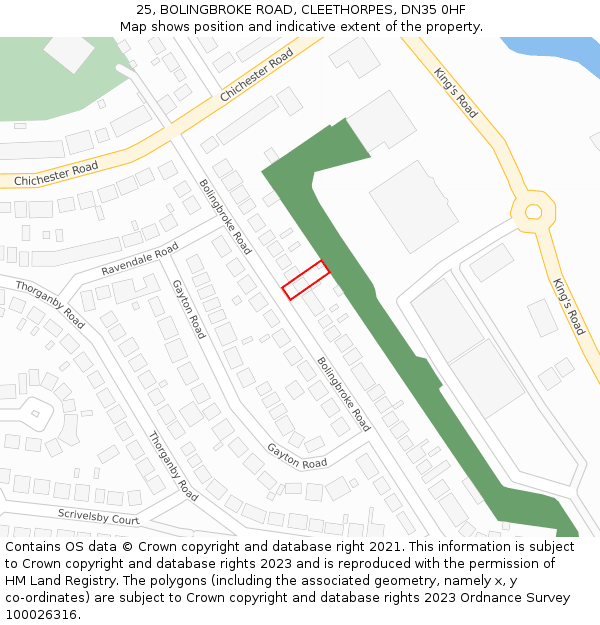 25, BOLINGBROKE ROAD, CLEETHORPES, DN35 0HF: Location map and indicative extent of plot