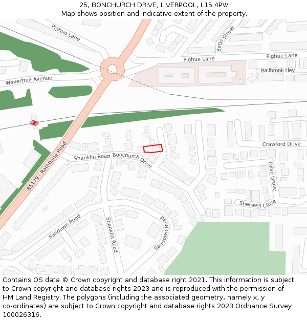 25, BONCHURCH DRIVE, LIVERPOOL, L15 4PW: Location map and indicative extent of plot