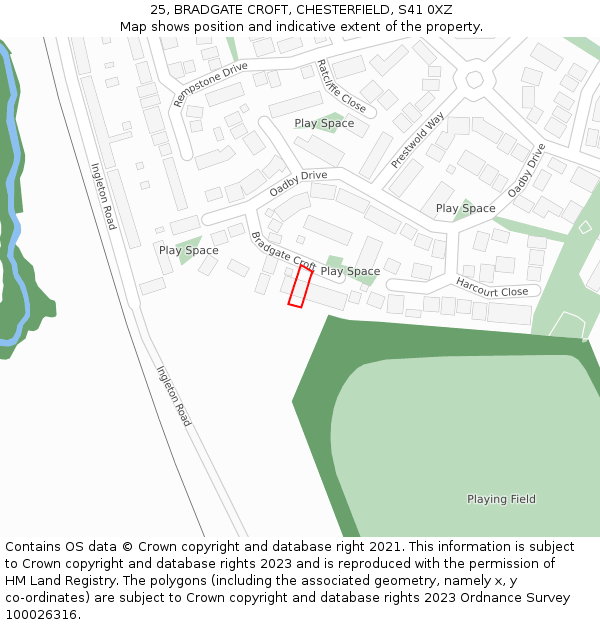 25, BRADGATE CROFT, CHESTERFIELD, S41 0XZ: Location map and indicative extent of plot