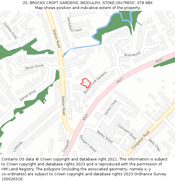 25, BROCKS CROFT GARDENS, BIDDULPH, STOKE-ON-TRENT, ST8 6BX: Location map and indicative extent of plot