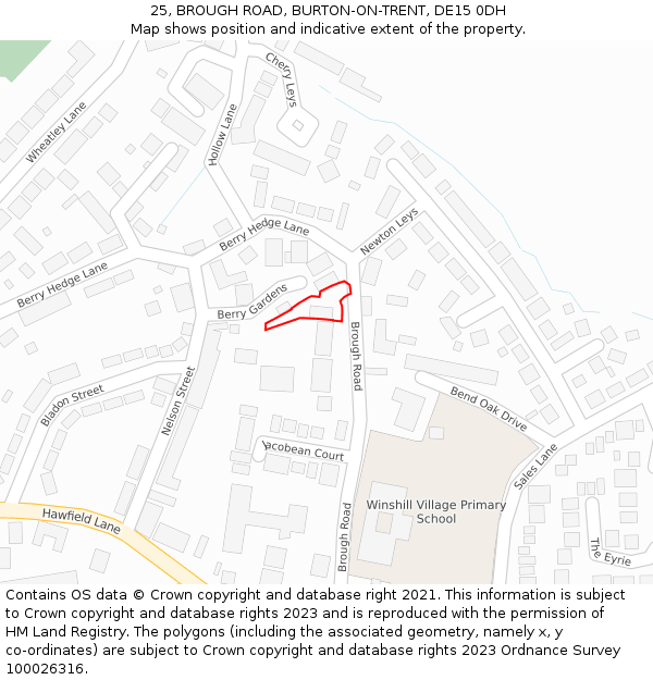 25, BROUGH ROAD, BURTON-ON-TRENT, DE15 0DH: Location map and indicative extent of plot