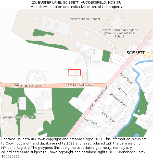 25, BUSKER LANE, SCISSETT, HUDDERSFIELD, HD8 9JU: Location map and indicative extent of plot