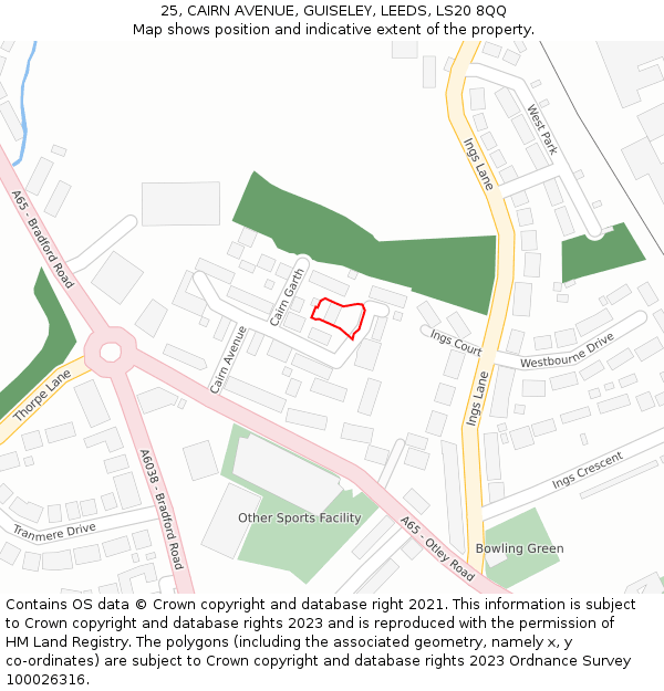 25, CAIRN AVENUE, GUISELEY, LEEDS, LS20 8QQ: Location map and indicative extent of plot