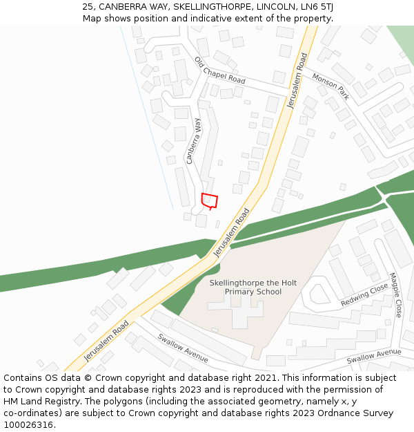 25, CANBERRA WAY, SKELLINGTHORPE, LINCOLN, LN6 5TJ: Location map and indicative extent of plot