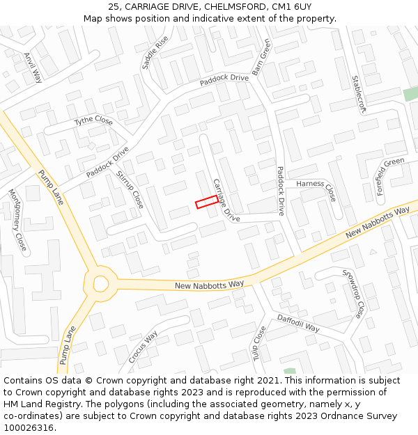 25, CARRIAGE DRIVE, CHELMSFORD, CM1 6UY: Location map and indicative extent of plot