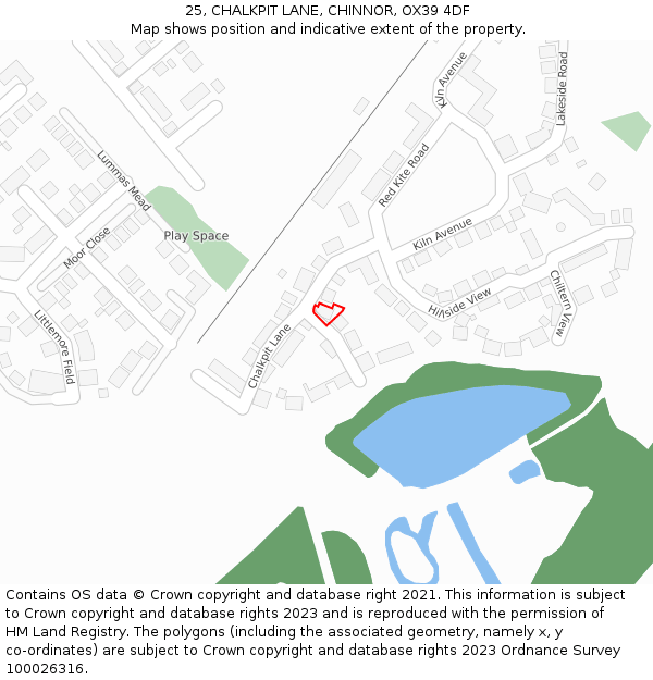 25, CHALKPIT LANE, CHINNOR, OX39 4DF: Location map and indicative extent of plot