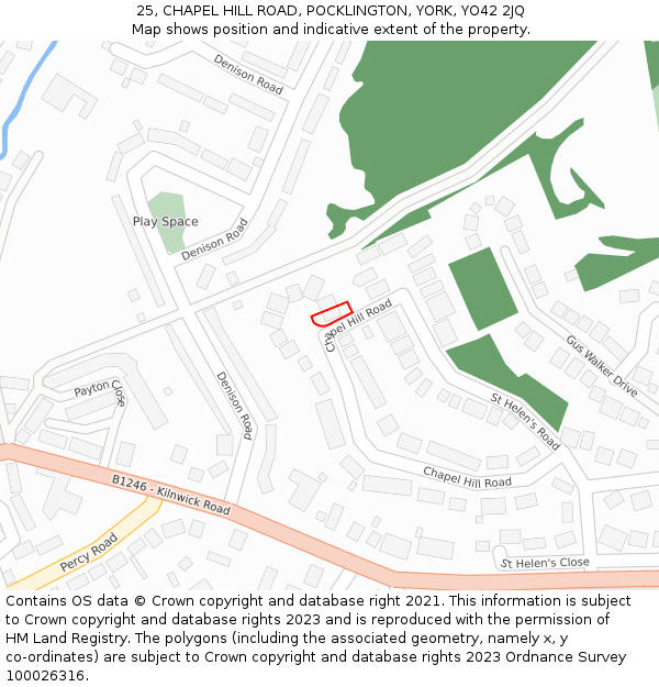 25, CHAPEL HILL ROAD, POCKLINGTON, YORK, YO42 2JQ: Location map and indicative extent of plot