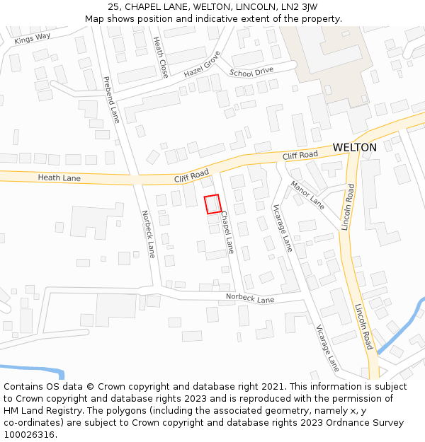 25, CHAPEL LANE, WELTON, LINCOLN, LN2 3JW: Location map and indicative extent of plot