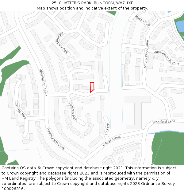 25, CHATTERIS PARK, RUNCORN, WA7 1XE: Location map and indicative extent of plot