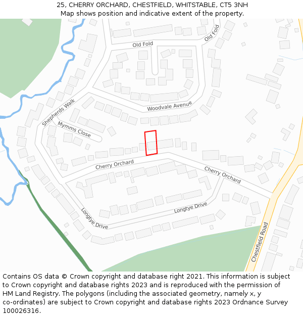 25, CHERRY ORCHARD, CHESTFIELD, WHITSTABLE, CT5 3NH: Location map and indicative extent of plot