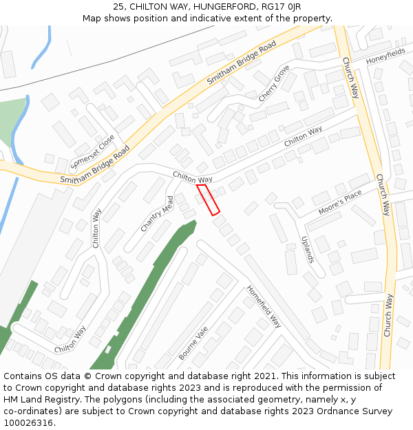 25, CHILTON WAY, HUNGERFORD, RG17 0JR: Location map and indicative extent of plot