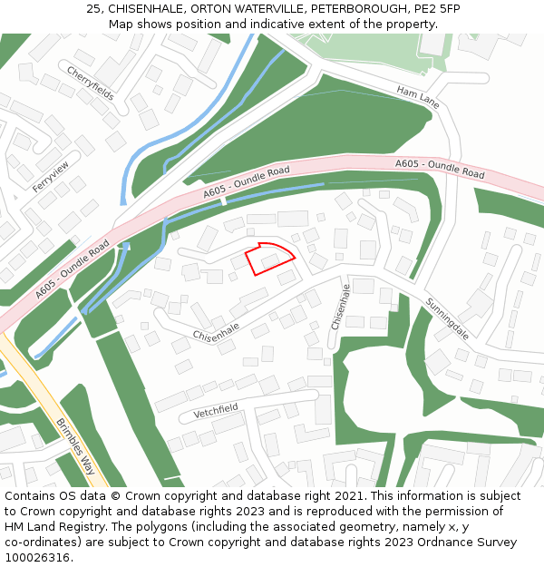 25, CHISENHALE, ORTON WATERVILLE, PETERBOROUGH, PE2 5FP: Location map and indicative extent of plot