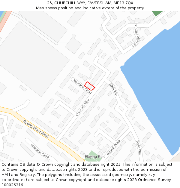 25, CHURCHILL WAY, FAVERSHAM, ME13 7QX: Location map and indicative extent of plot