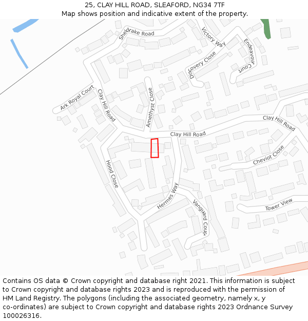 25, CLAY HILL ROAD, SLEAFORD, NG34 7TF: Location map and indicative extent of plot