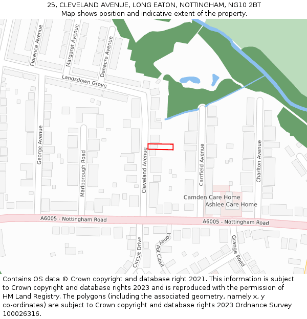 25, CLEVELAND AVENUE, LONG EATON, NOTTINGHAM, NG10 2BT: Location map and indicative extent of plot