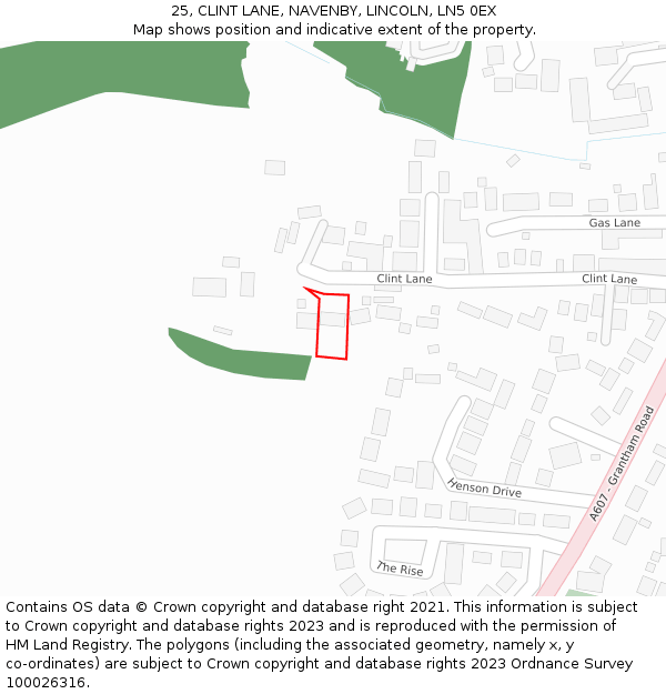 25, CLINT LANE, NAVENBY, LINCOLN, LN5 0EX: Location map and indicative extent of plot