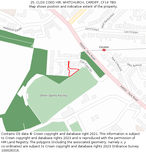25, CLOS COED HIR, WHITCHURCH, CARDIFF, CF14 7BG: Location map and indicative extent of plot