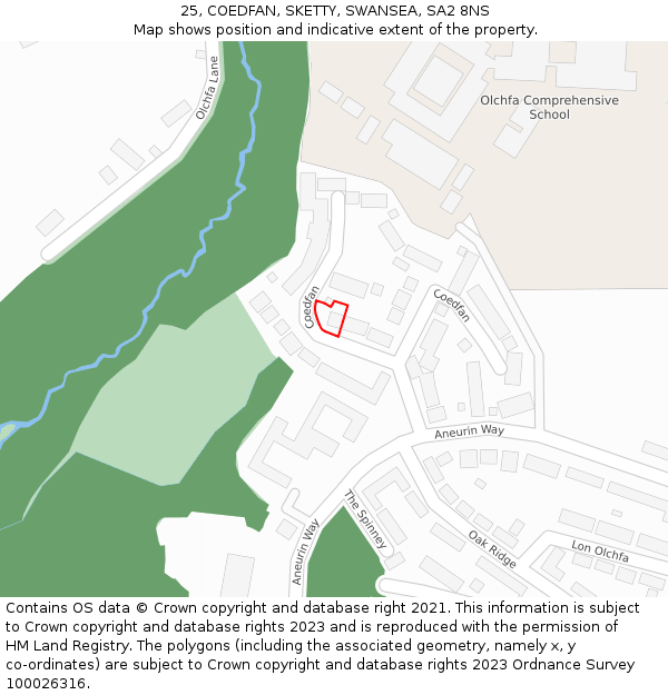 25, COEDFAN, SKETTY, SWANSEA, SA2 8NS: Location map and indicative extent of plot