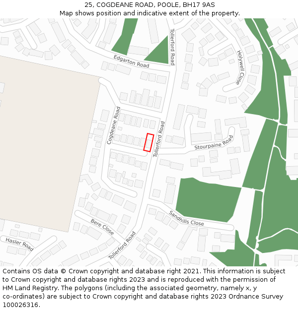 25, COGDEANE ROAD, POOLE, BH17 9AS: Location map and indicative extent of plot