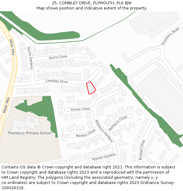 25, COMBLEY DRIVE, PLYMOUTH, PL6 8JW: Location map and indicative extent of plot