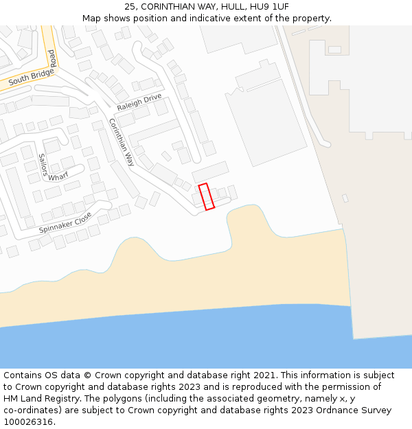 25, CORINTHIAN WAY, HULL, HU9 1UF: Location map and indicative extent of plot