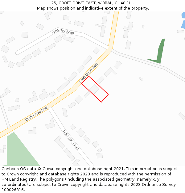 25, CROFT DRIVE EAST, WIRRAL, CH48 1LU: Location map and indicative extent of plot
