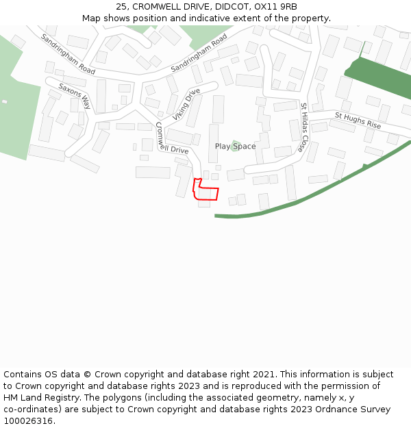 25, CROMWELL DRIVE, DIDCOT, OX11 9RB: Location map and indicative extent of plot