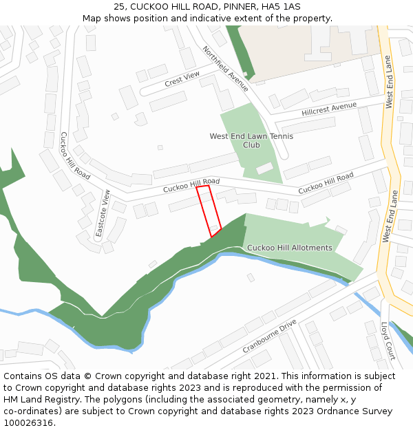 25, CUCKOO HILL ROAD, PINNER, HA5 1AS: Location map and indicative extent of plot