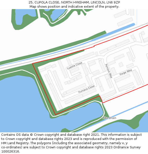 25, CUPOLA CLOSE, NORTH HYKEHAM, LINCOLN, LN6 9ZP: Location map and indicative extent of plot