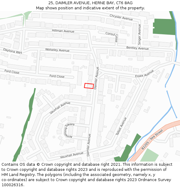 25, DAIMLER AVENUE, HERNE BAY, CT6 8AG: Location map and indicative extent of plot