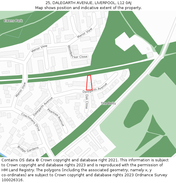 25, DALEGARTH AVENUE, LIVERPOOL, L12 0AJ: Location map and indicative extent of plot