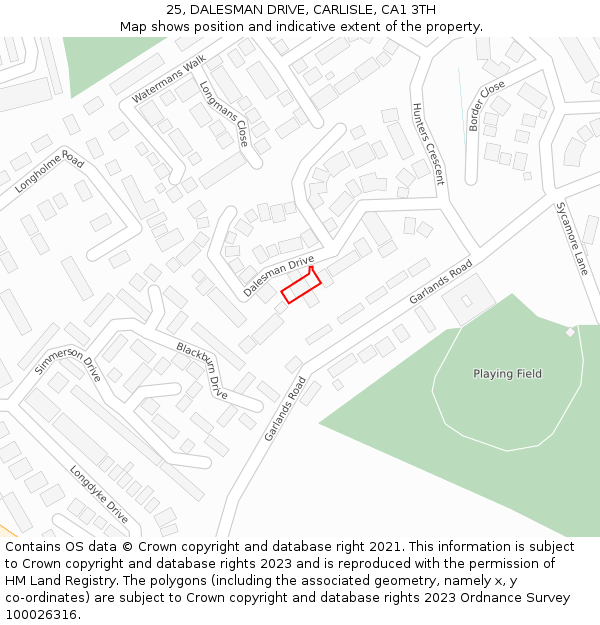25, DALESMAN DRIVE, CARLISLE, CA1 3TH: Location map and indicative extent of plot