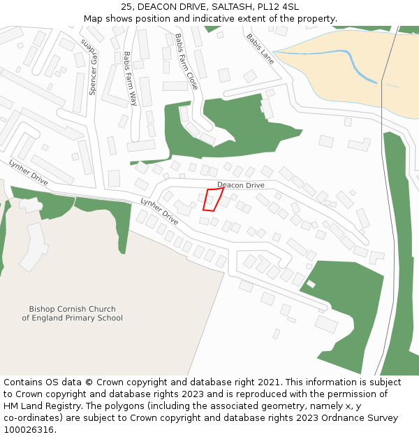 25, DEACON DRIVE, SALTASH, PL12 4SL: Location map and indicative extent of plot