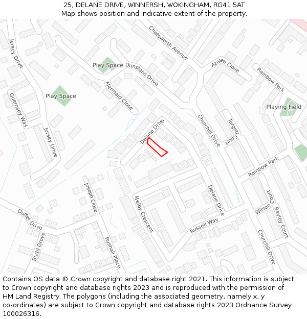 25, DELANE DRIVE, WINNERSH, WOKINGHAM, RG41 5AT: Location map and indicative extent of plot