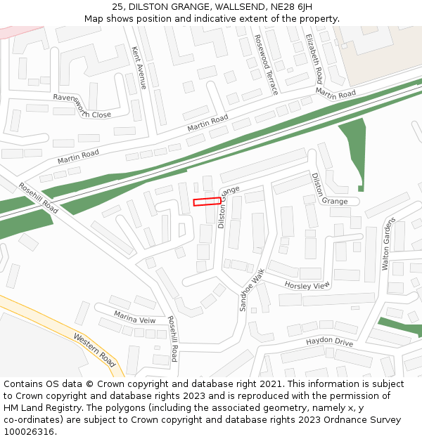 25, DILSTON GRANGE, WALLSEND, NE28 6JH: Location map and indicative extent of plot