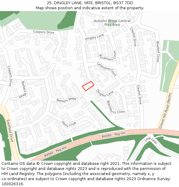 25, DINGLEY LANE, YATE, BRISTOL, BS37 7DD: Location map and indicative extent of plot