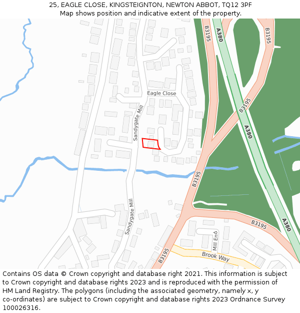 25, EAGLE CLOSE, KINGSTEIGNTON, NEWTON ABBOT, TQ12 3PF: Location map and indicative extent of plot
