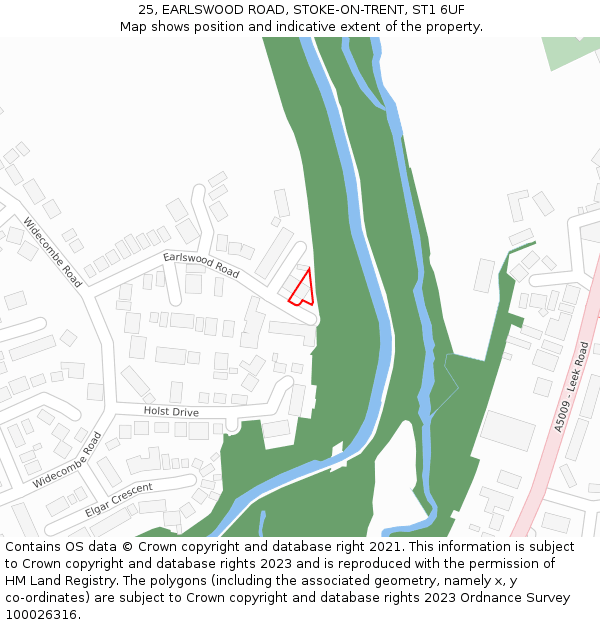 25, EARLSWOOD ROAD, STOKE-ON-TRENT, ST1 6UF: Location map and indicative extent of plot