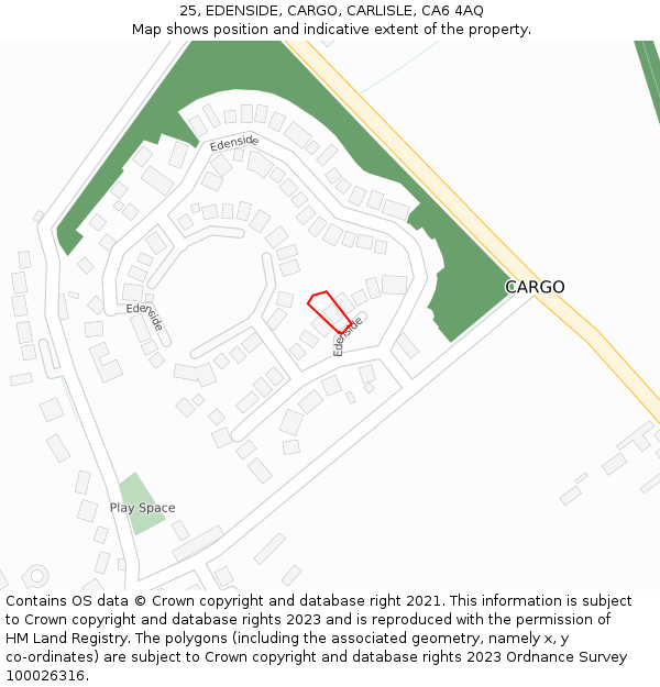 25, EDENSIDE, CARGO, CARLISLE, CA6 4AQ: Location map and indicative extent of plot