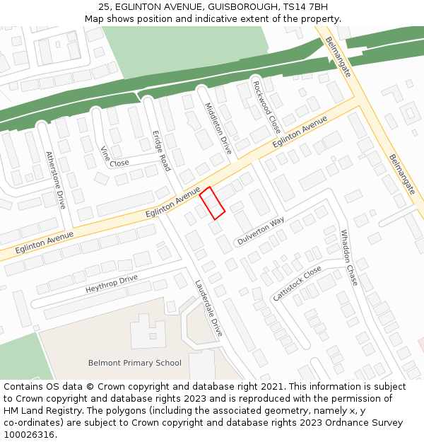 25, EGLINTON AVENUE, GUISBOROUGH, TS14 7BH: Location map and indicative extent of plot