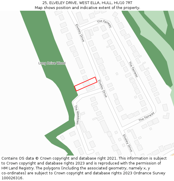 25, ELVELEY DRIVE, WEST ELLA, HULL, HU10 7RT: Location map and indicative extent of plot