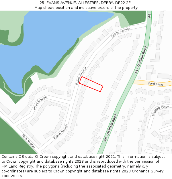 25, EVANS AVENUE, ALLESTREE, DERBY, DE22 2EL: Location map and indicative extent of plot