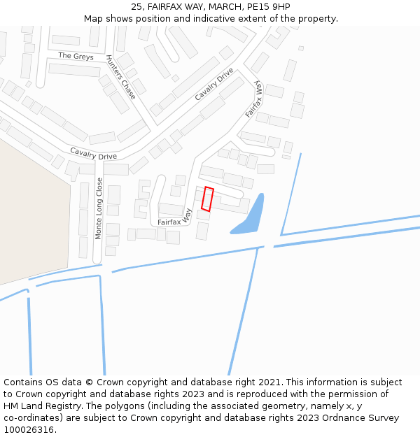 25, FAIRFAX WAY, MARCH, PE15 9HP: Location map and indicative extent of plot