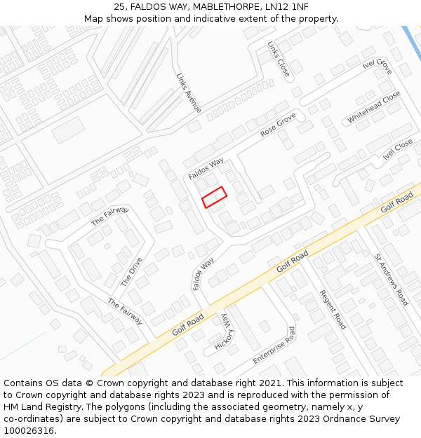 25, FALDOS WAY, MABLETHORPE, LN12 1NF: Location map and indicative extent of plot