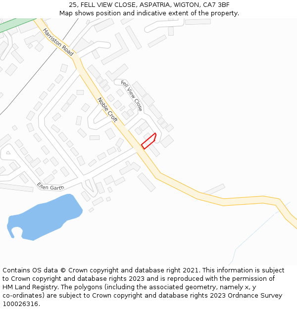 25, FELL VIEW CLOSE, ASPATRIA, WIGTON, CA7 3BF: Location map and indicative extent of plot