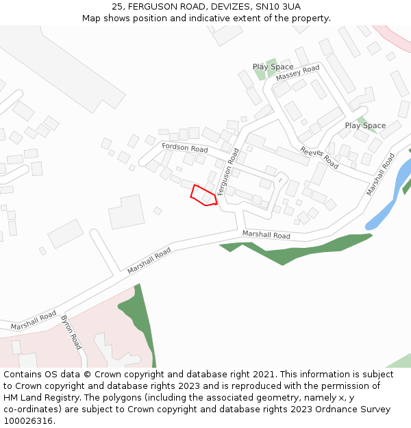25, FERGUSON ROAD, DEVIZES, SN10 3UA: Location map and indicative extent of plot