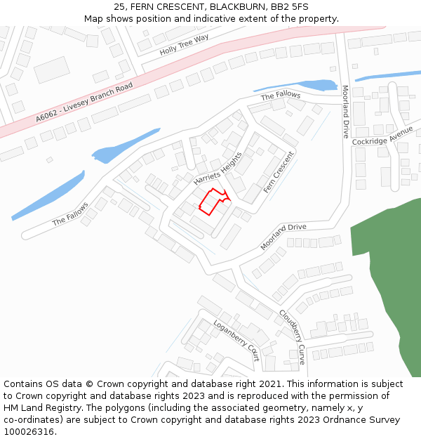 25, FERN CRESCENT, BLACKBURN, BB2 5FS: Location map and indicative extent of plot